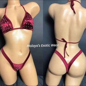 Burgundy rhinestone bikini